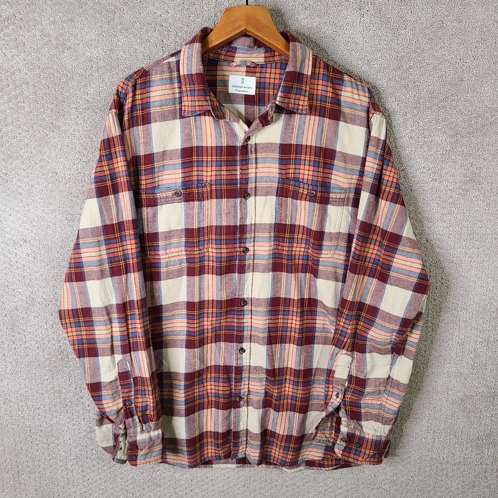 Mutual Weave Shirt Mens XL Multicolor Plaid Button Down Cotton Casual Flannel